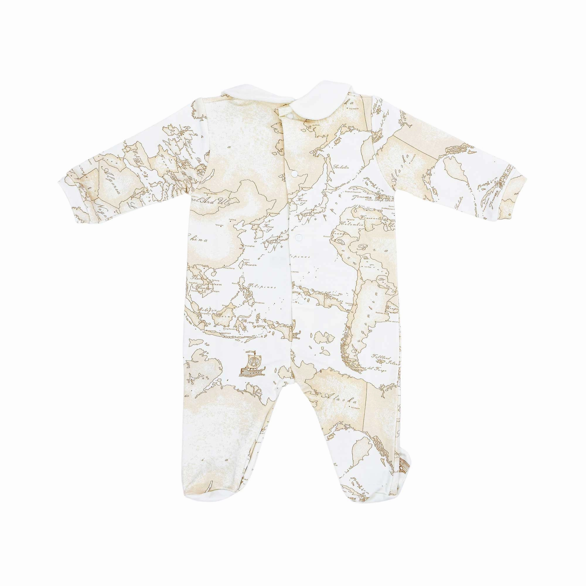 Alviero Martini Kids Ivory & Beige Geo Map Baby grow Set