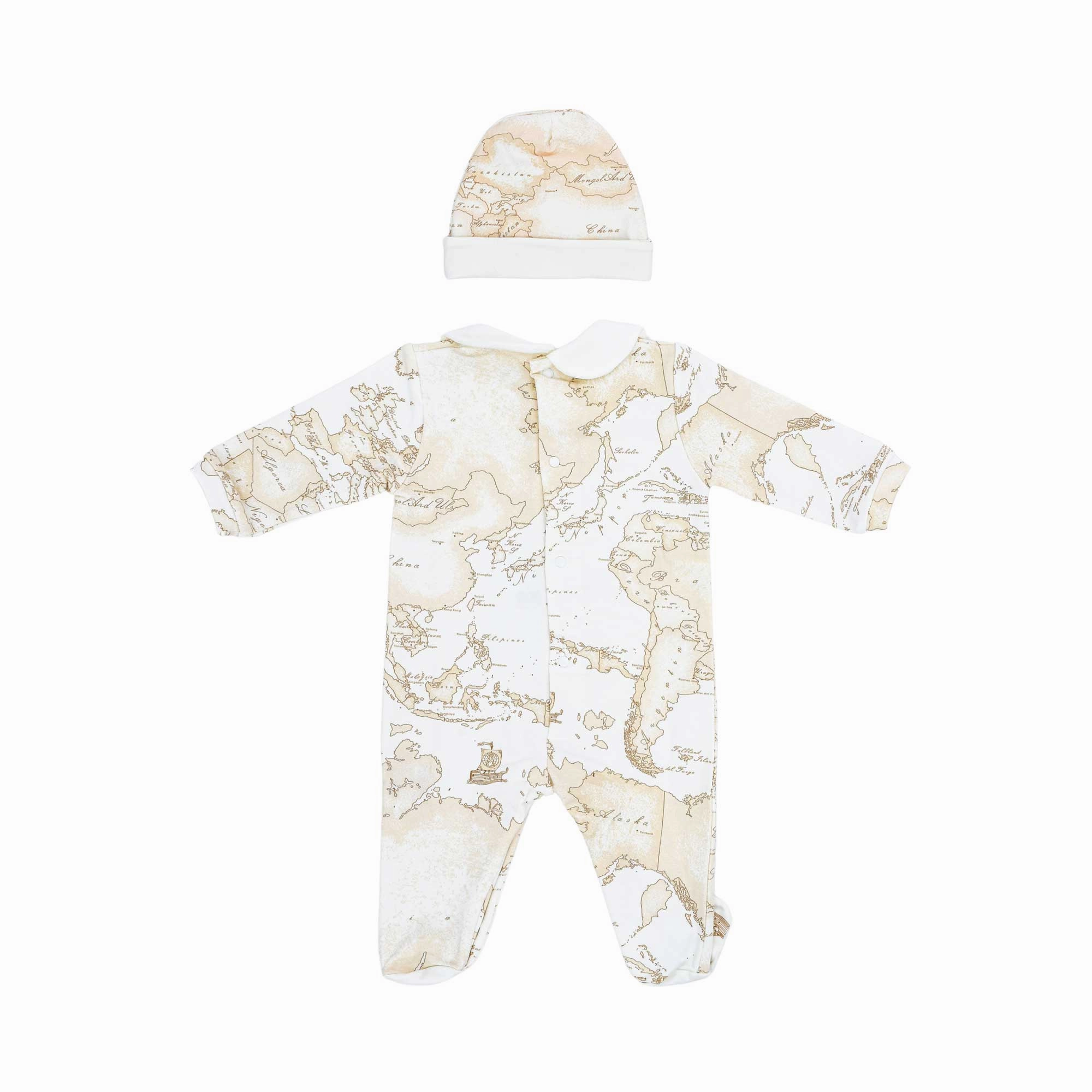 Alviero Martini Kids Ivory & Beige Geo Map Baby grow Set