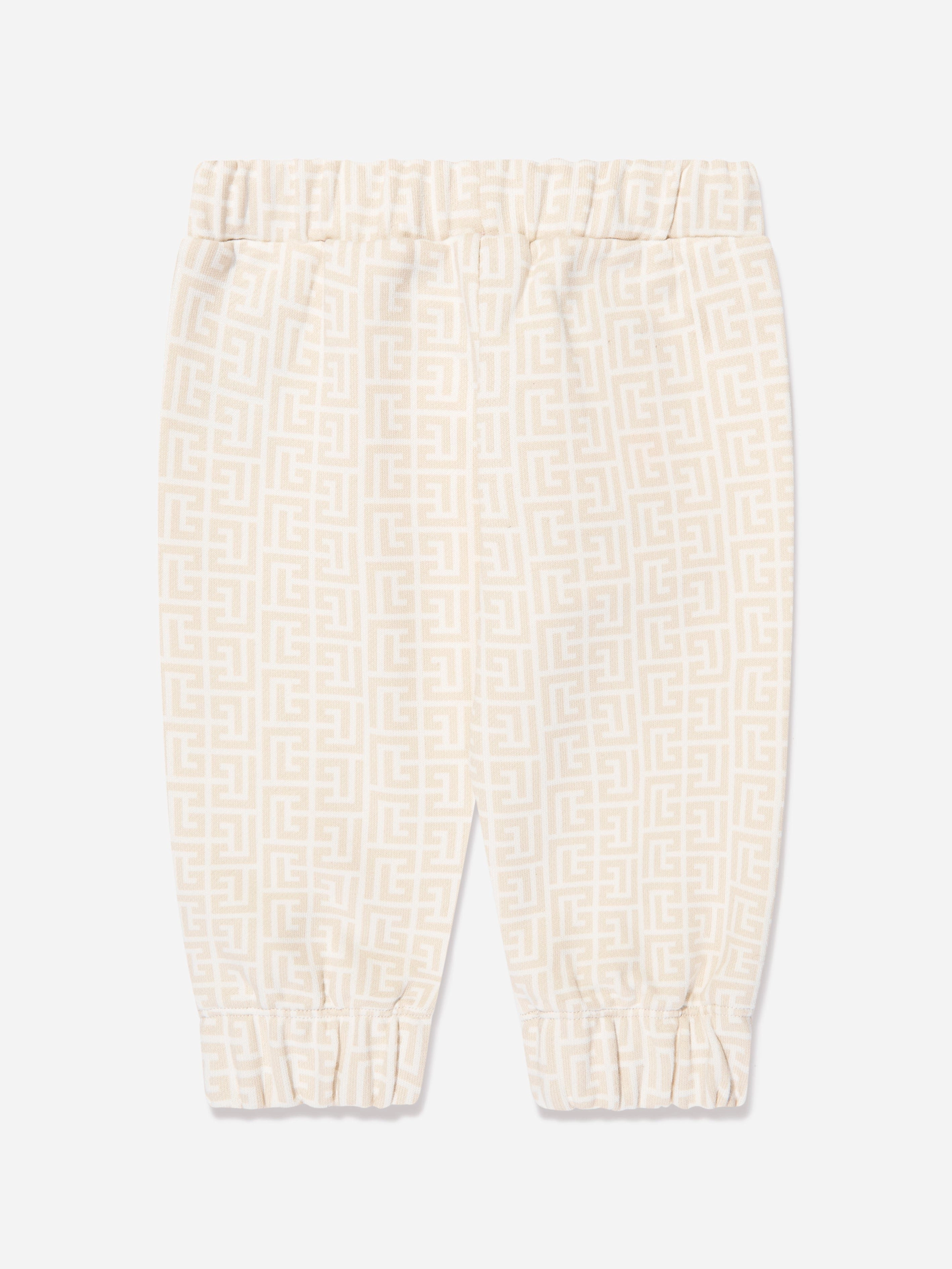 Balmain Baby Printed Fleece Joggers in Ivory
