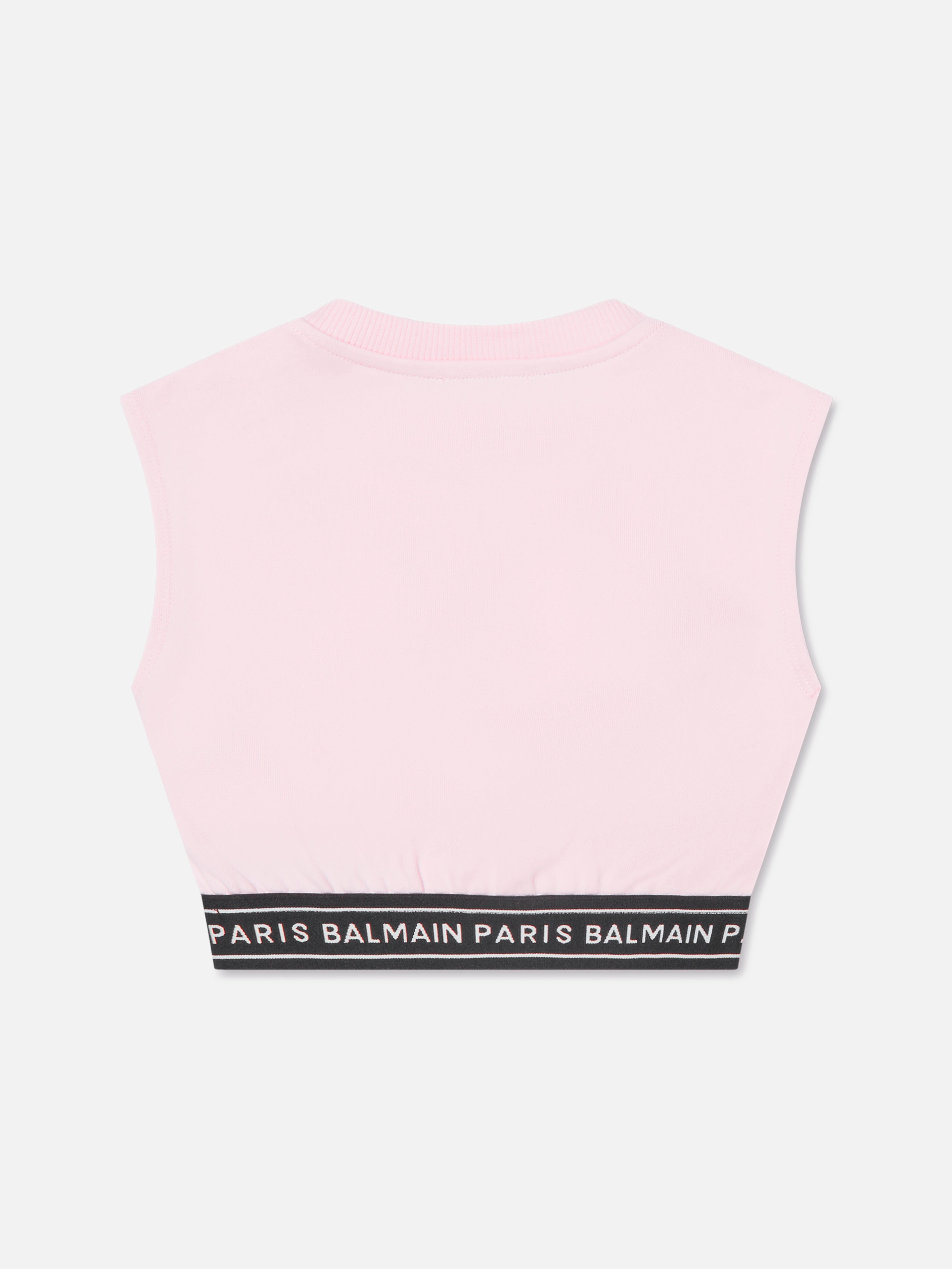 Balmain Girls Sleeveless Sweatshirt in Pink