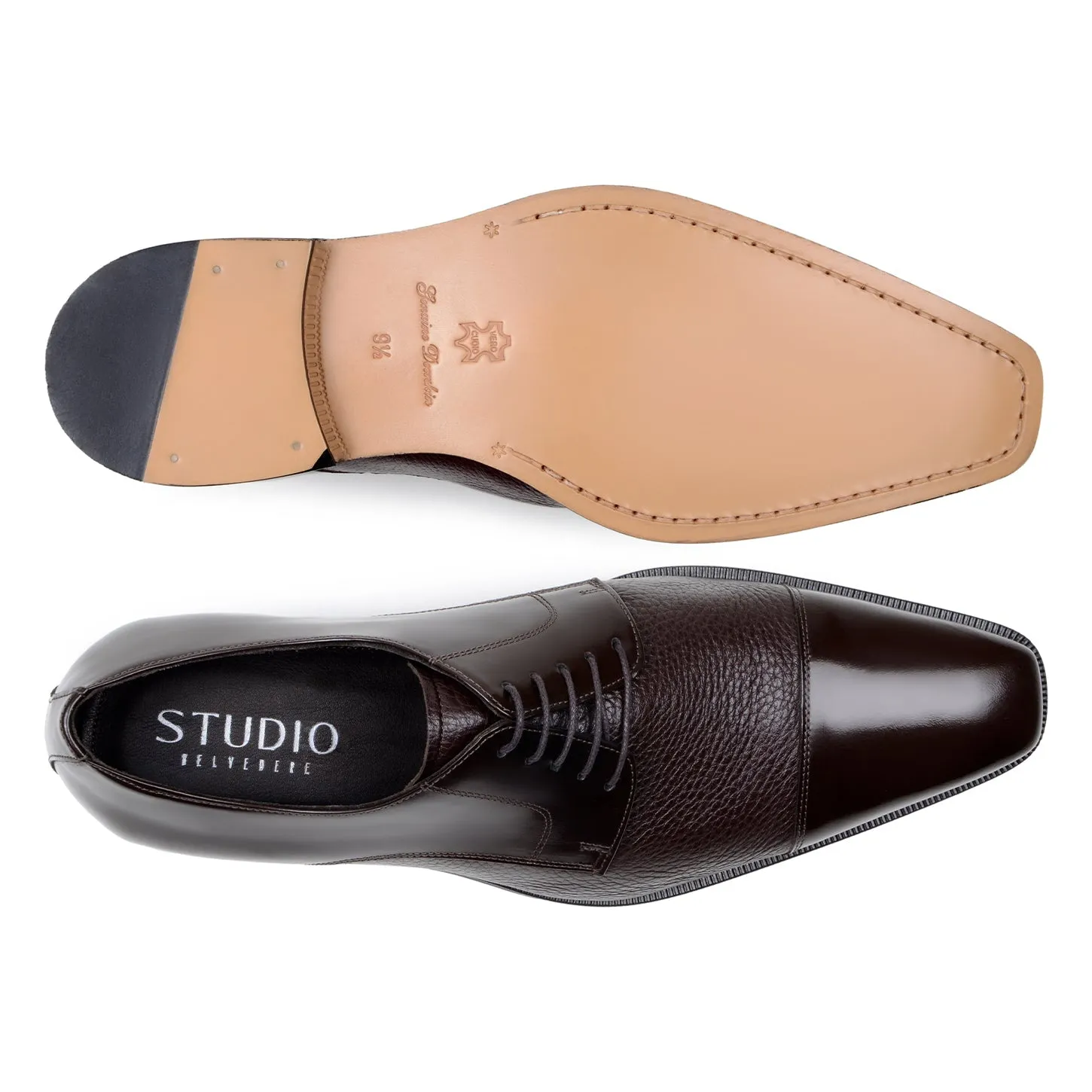 Belvedere Exotic Skin Shoes Belvedere Alexander in Brown Premium Italian Deerskin Leather Oxfords