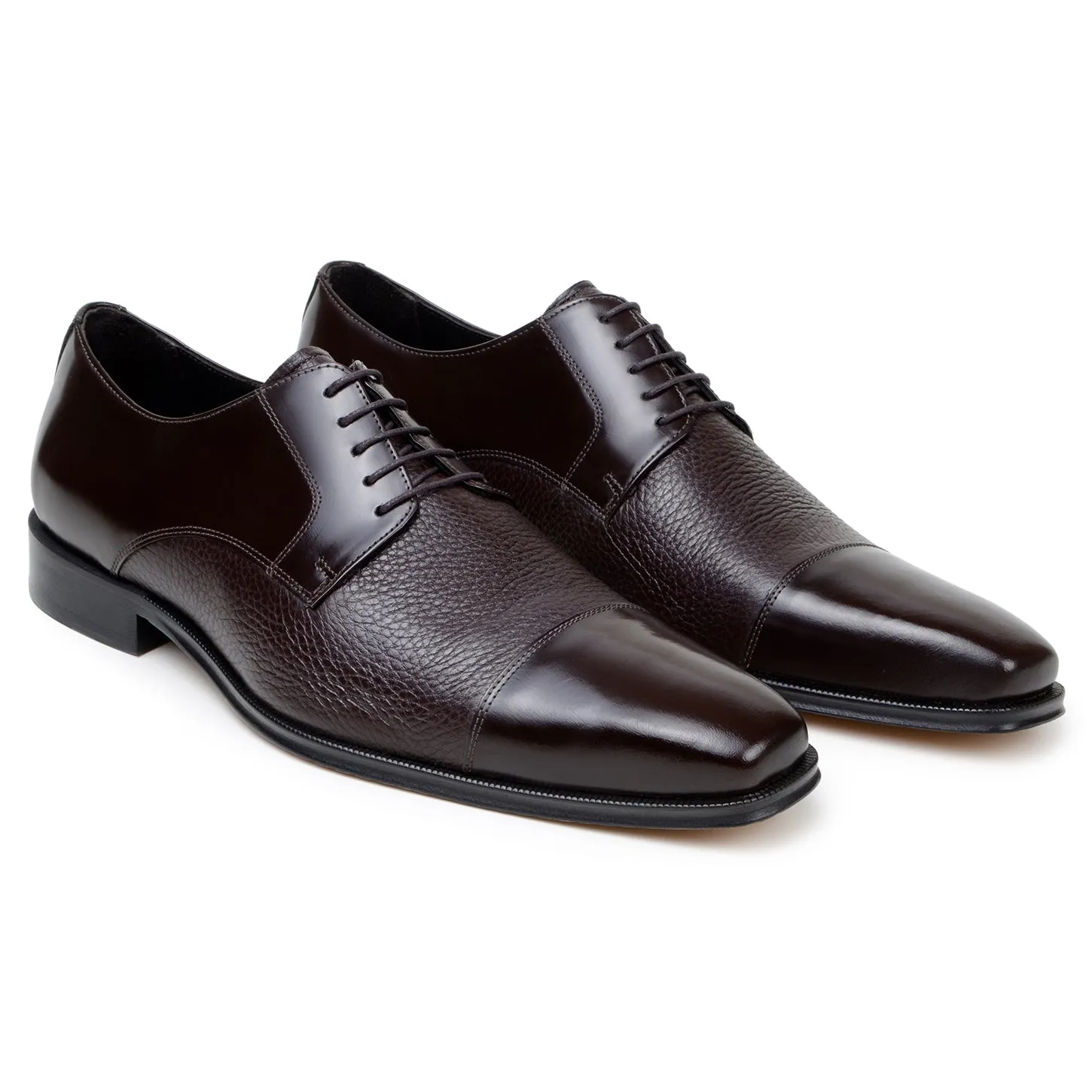 Belvedere Exotic Skin Shoes Belvedere Alexander in Brown Premium Italian Deerskin Leather Oxfords
