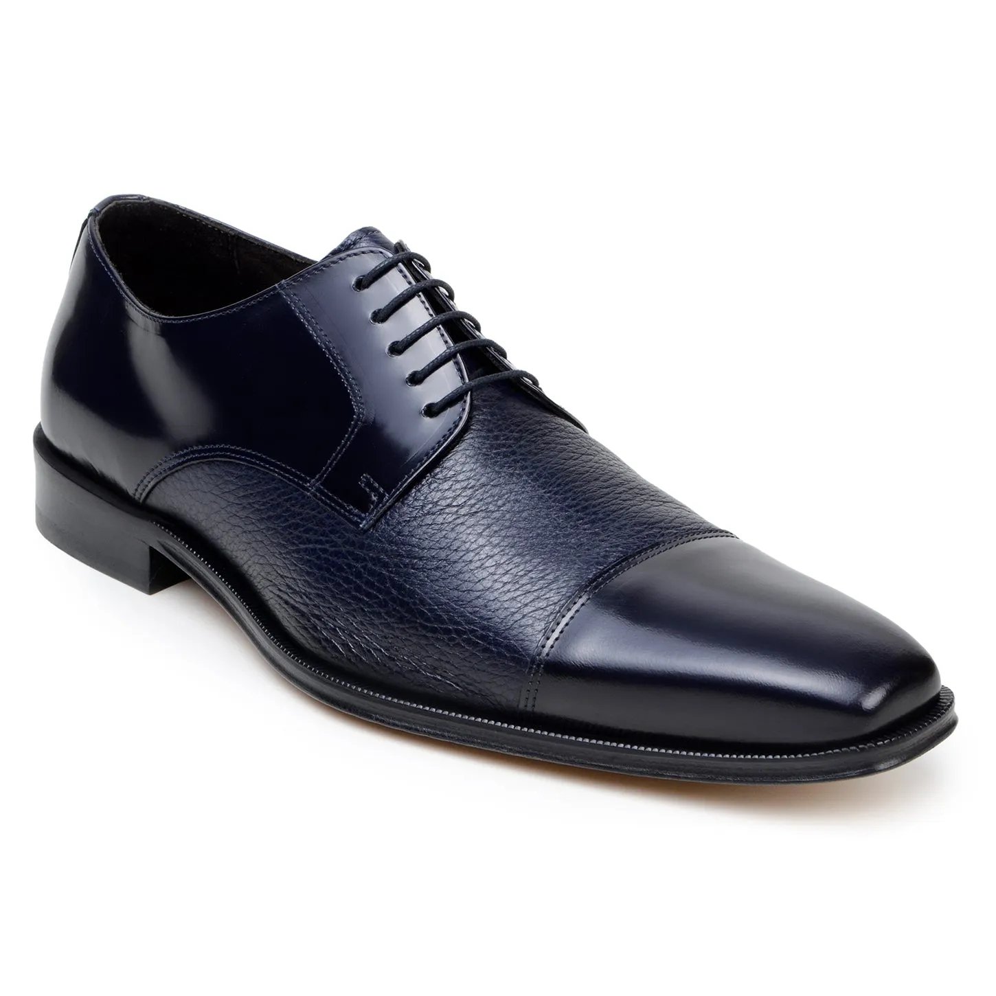 Belvedere Exotic Skin Shoes Belvedere Alexander in Navy Premium Italian Deerskin Leather Oxfords