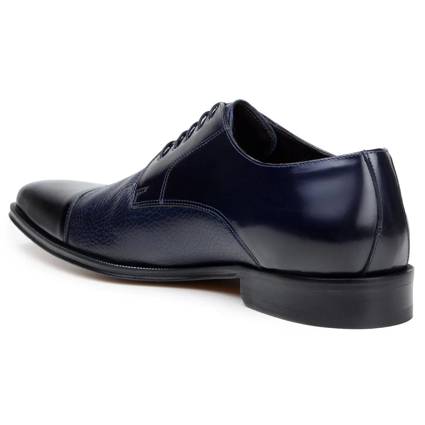 Belvedere Exotic Skin Shoes Belvedere Alexander in Navy Premium Italian Deerskin Leather Oxfords