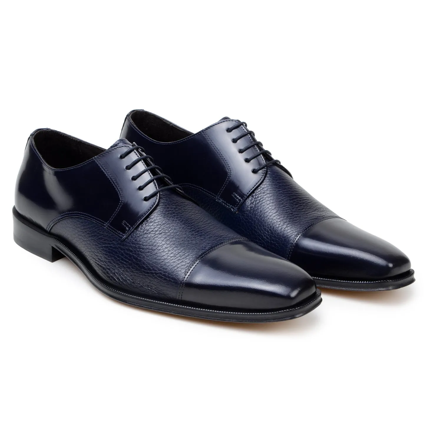 Belvedere Exotic Skin Shoes Belvedere Alexander in Navy Premium Italian Deerskin Leather Oxfords