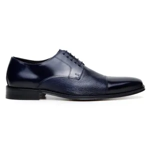 Belvedere Exotic Skin Shoes Belvedere Alexander in Navy Premium Italian Deerskin Leather Oxfords