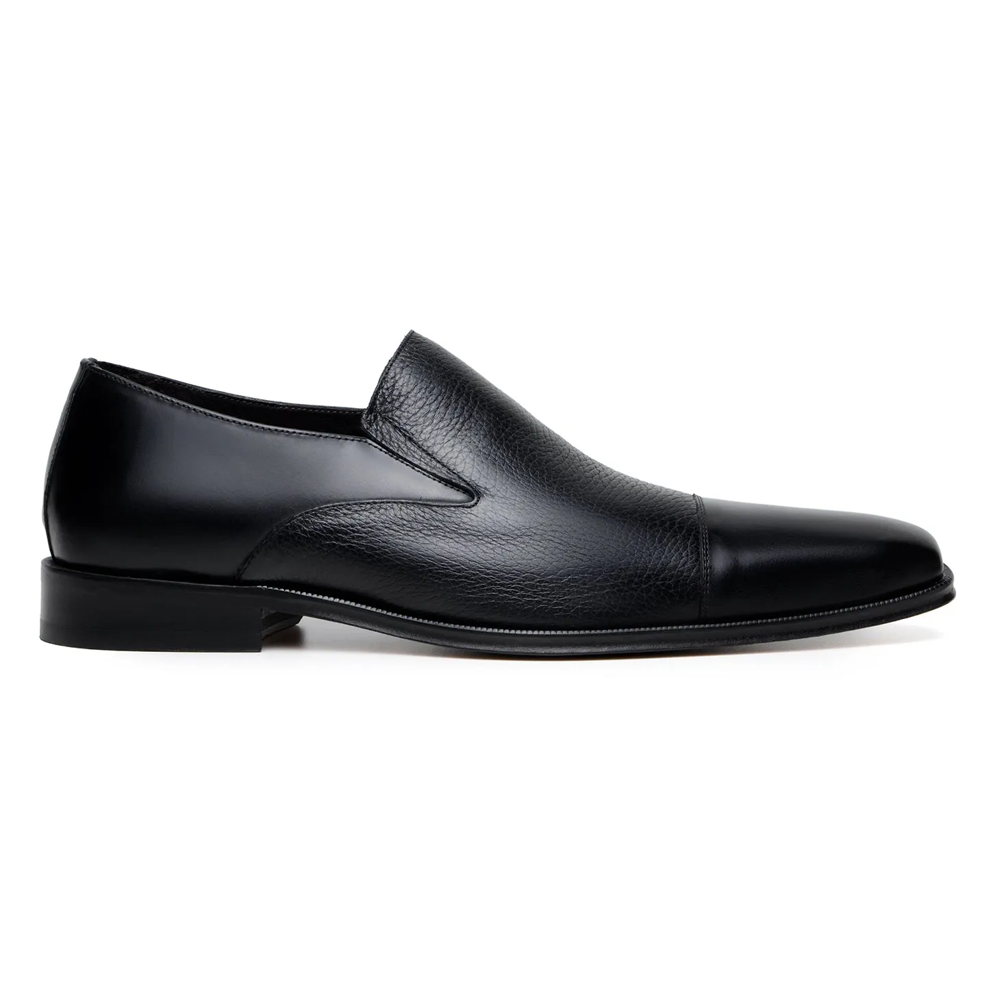 Belvedere Exotic Skin Shoes Belvedere Andreo in Black Premium Italian Deerskin & Nappa Leather Slip-Ons