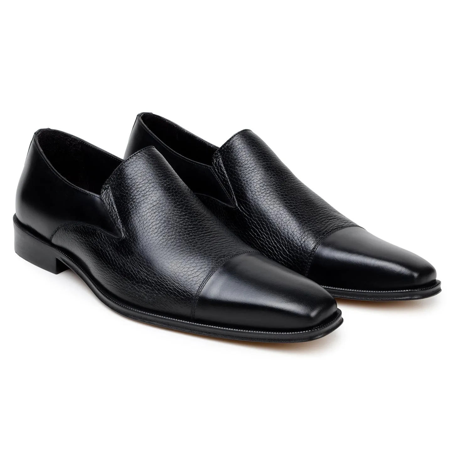 Belvedere Exotic Skin Shoes Belvedere Andreo in Black Premium Italian Deerskin & Nappa Leather Slip-Ons