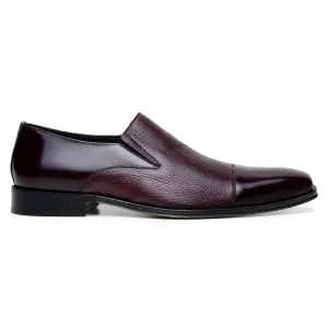 Belvedere Exotic Skin Shoes Belvedere Andreo in Burgundy Premium Italian Deerskin & Nappa Leather Slip-Ons