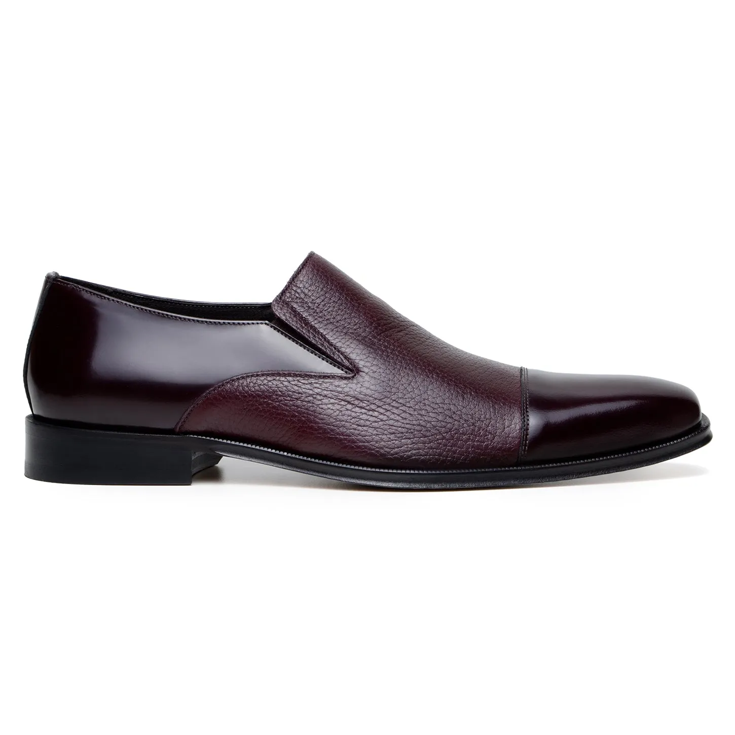 Belvedere Exotic Skin Shoes Belvedere Andreo in Burgundy Premium Italian Deerskin & Nappa Leather Slip-Ons