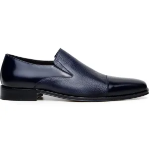Belvedere Exotic Skin Shoes Belvedere Andreo in Navy Premium Italian Deerskin & Nappa Leather Slip-Ons