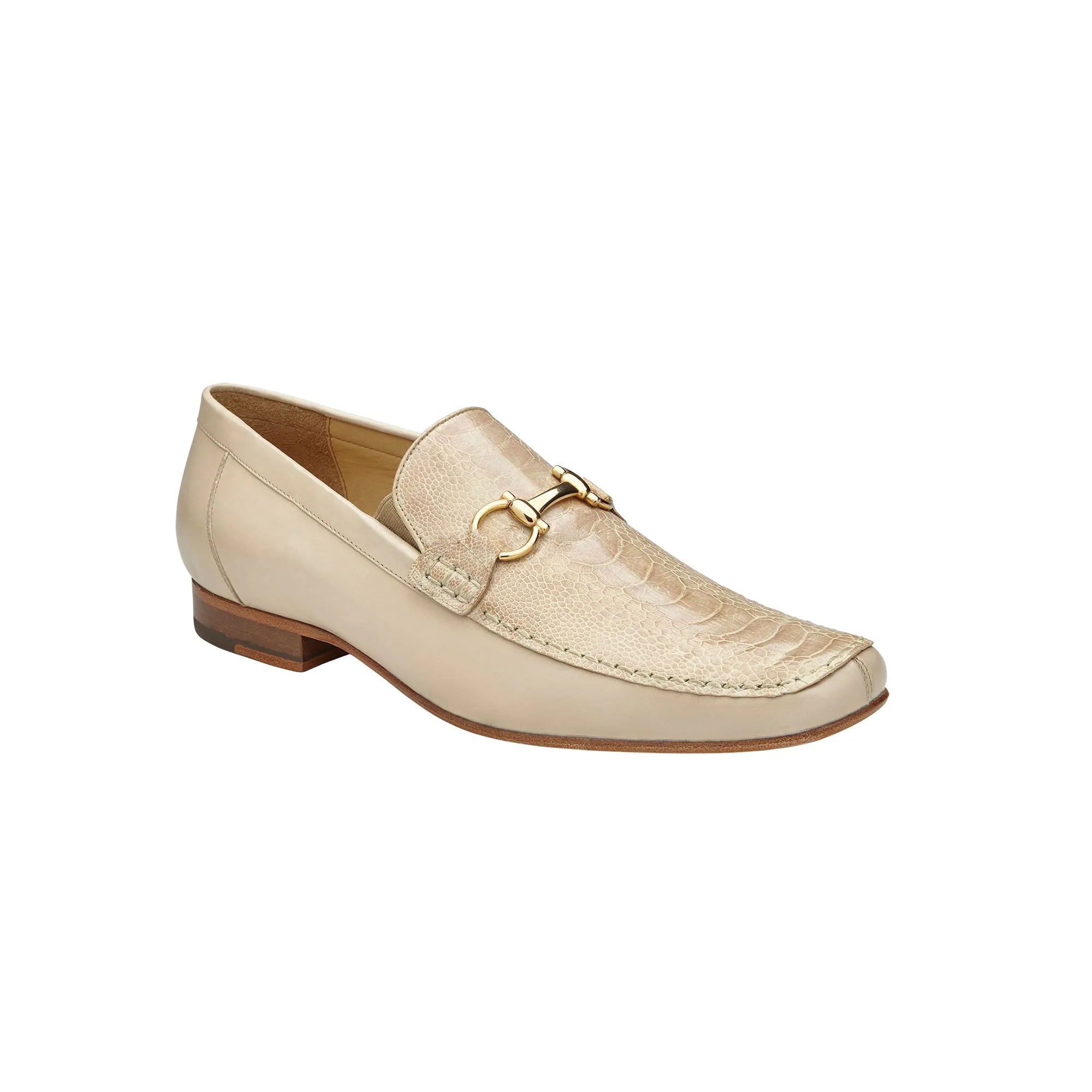 Belvedere Exotic Skin Shoes Belvedere Bruno in Cream Genuine Ostrich Leg and Italian Calf Loafers