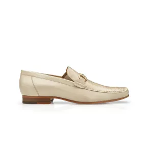 Belvedere Exotic Skin Shoes Belvedere Bruno in Cream Genuine Ostrich Leg and Italian Calf Loafers