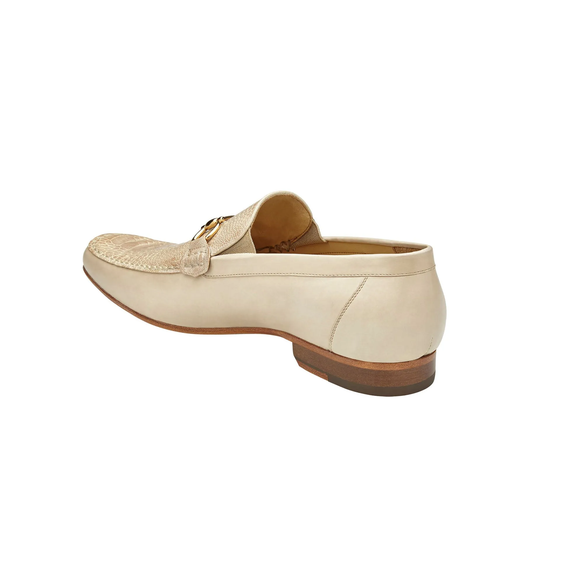 Belvedere Exotic Skin Shoes Belvedere Bruno in Cream Genuine Ostrich Leg and Italian Calf Loafers