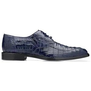 Belvedere Exotic Skin Shoes Belvedere Chapo in Navy Caiman Alligator Oxfords