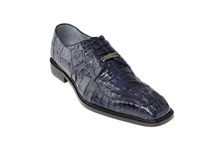 Belvedere Exotic Skin Shoes Belvedere Chapo in Navy Caiman Alligator Oxfords