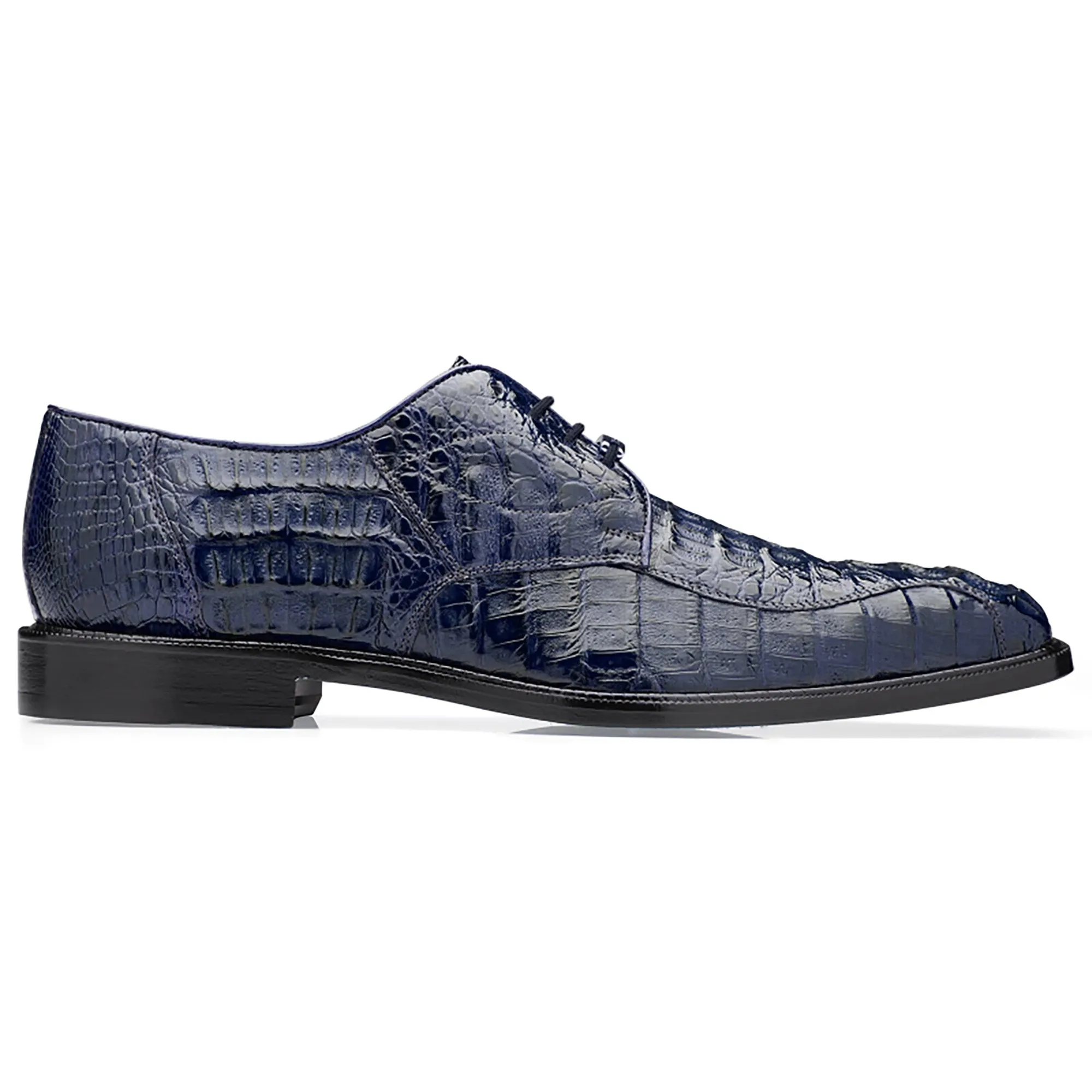 Belvedere Exotic Skin Shoes Belvedere Chapo in Navy Caiman Alligator Oxfords