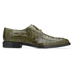 Belvedere Exotic Skin Shoes Belvedere Chapo in Olive Caiman Alligator Oxfords