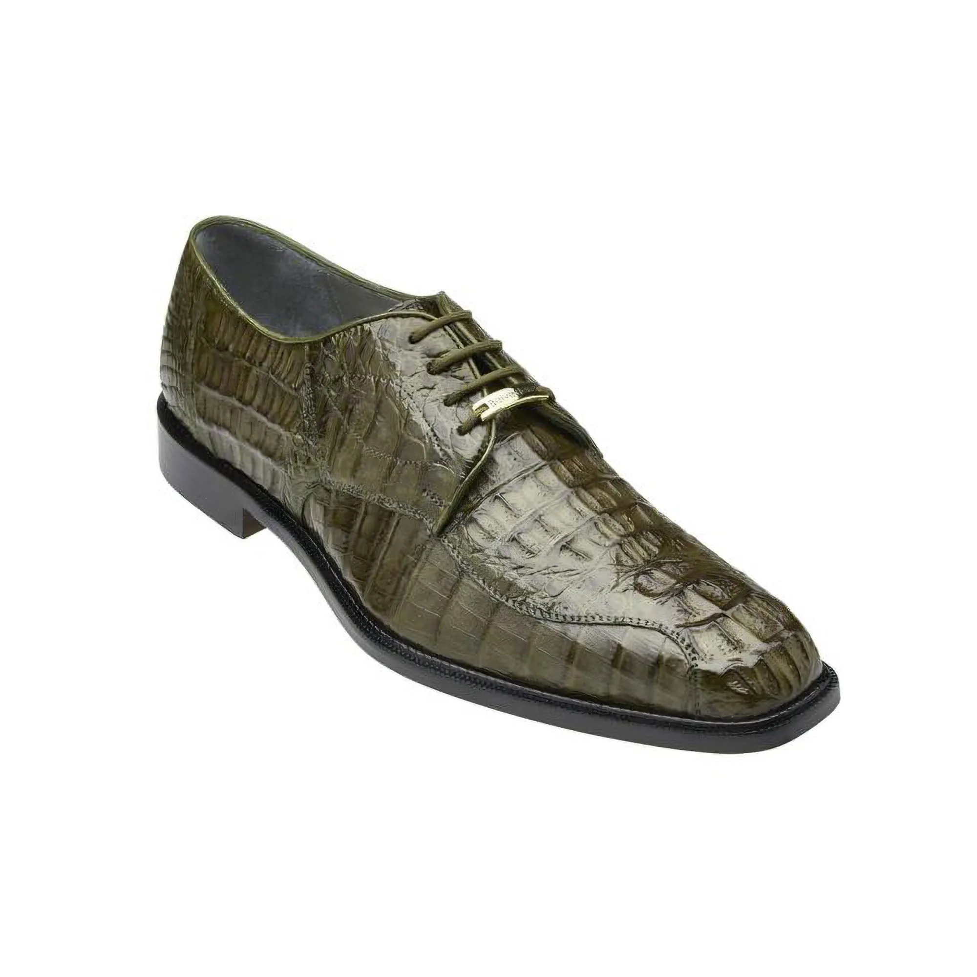 Belvedere Exotic Skin Shoes Belvedere Chapo in Olive Caiman Alligator Oxfords
