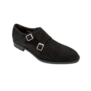 Belvedere Exotic Skin Shoes Belvedere Francesco in Black Suede Double Monk Strap Shoes