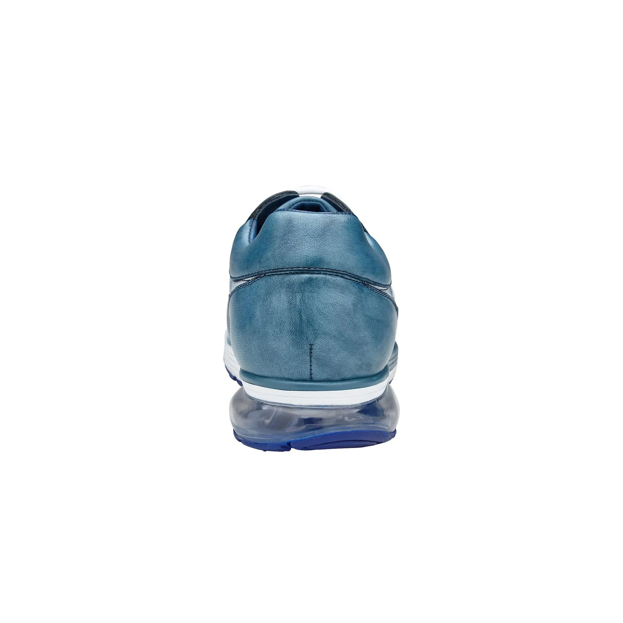 Belvedere Exotic Skin Shoes Belvedere Gino in Antique Caribbean Blue / White Genuine Ostrich Leg and Soft Calf Sneaker