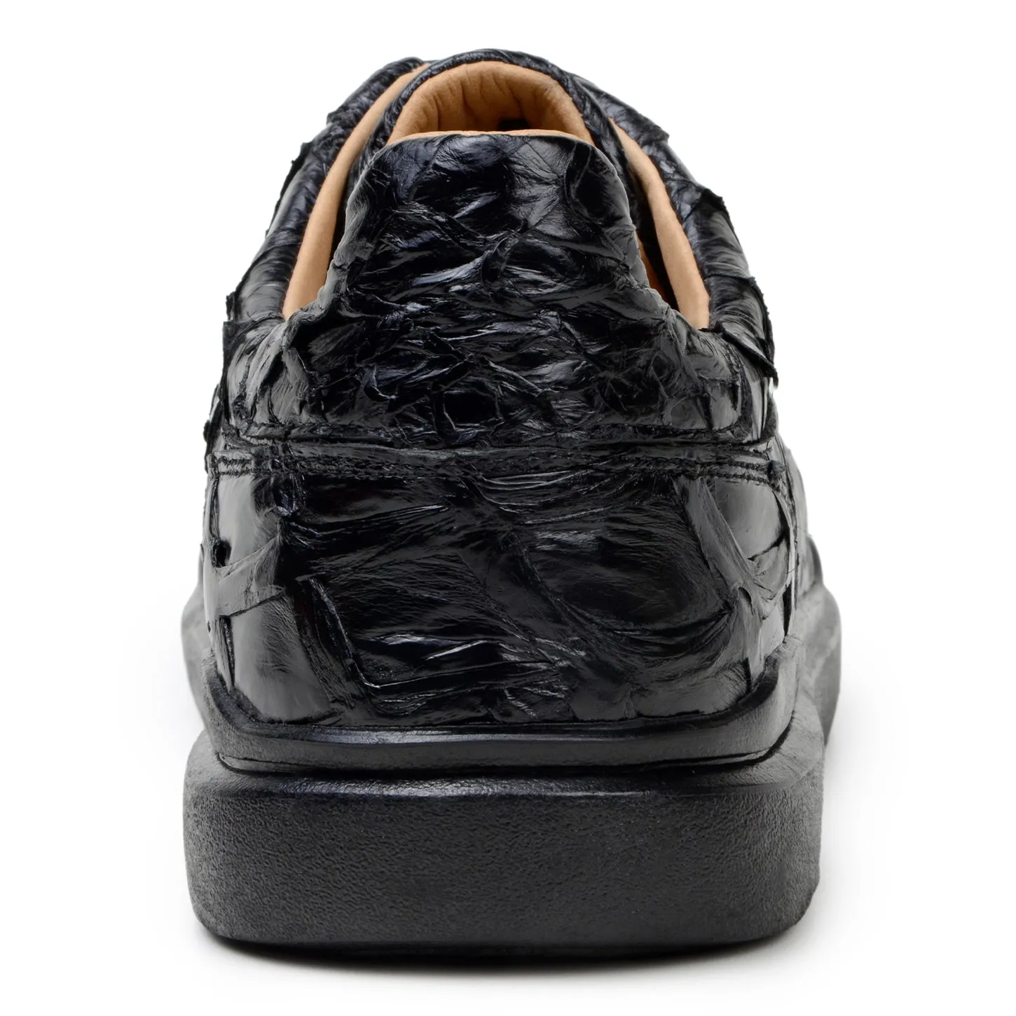 Belvedere Exotic Skin Shoes Belvedere Kingstone in Black Exotic Pirarucu Lace-Up Casual Sneaker