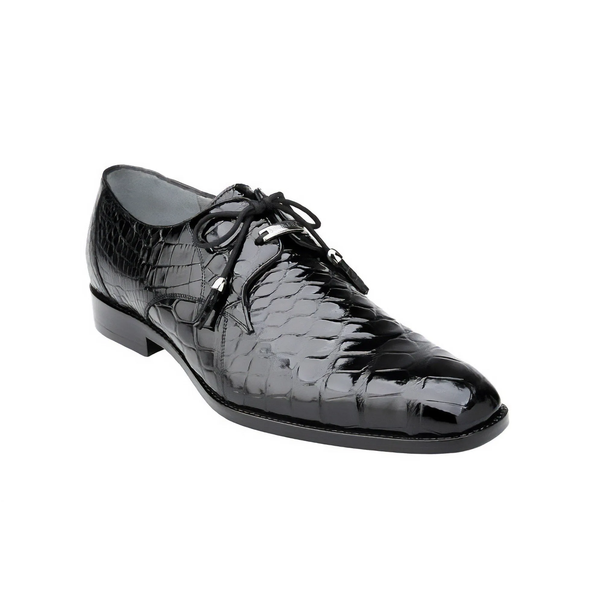 Belvedere Exotic Skin Shoes Belvedere Lago in Black Genuine Alligator Oxfords