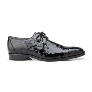 Belvedere Exotic Skin Shoes Belvedere Lago in Black Genuine Alligator Oxfords