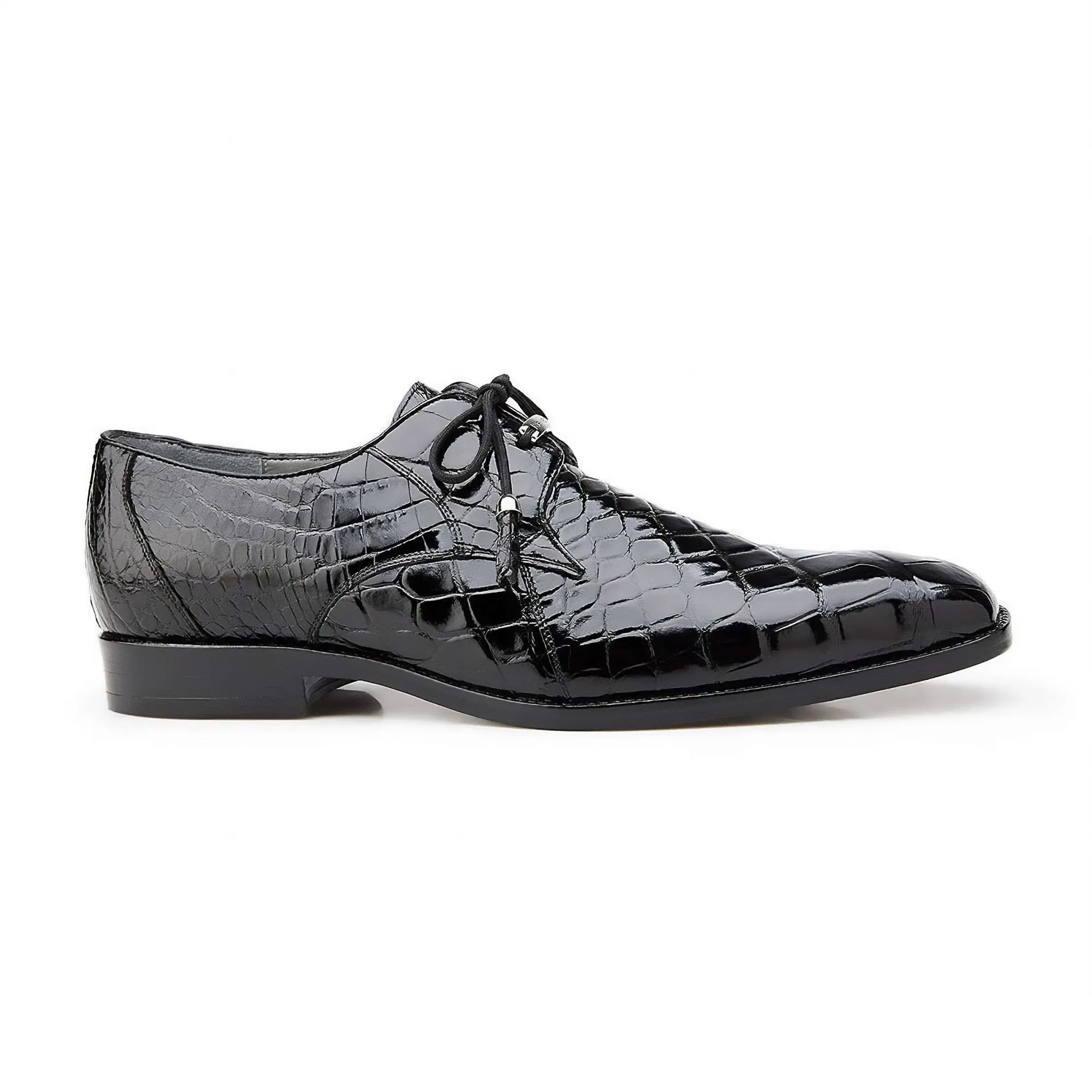 Belvedere Exotic Skin Shoes Belvedere Lago in Black Genuine Alligator Oxfords