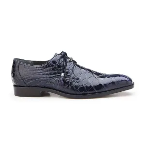 Belvedere Exotic Skin Shoes Belvedere Lago in Navy Genuine Alligator Oxfords