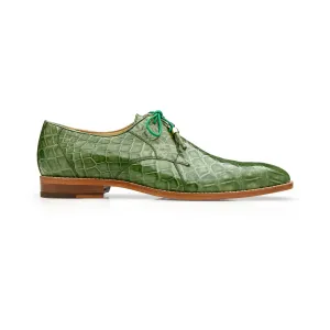 Belvedere Exotic Skin Shoes Belvedere Lago in Pistachio Genuine Alligator Oxfords