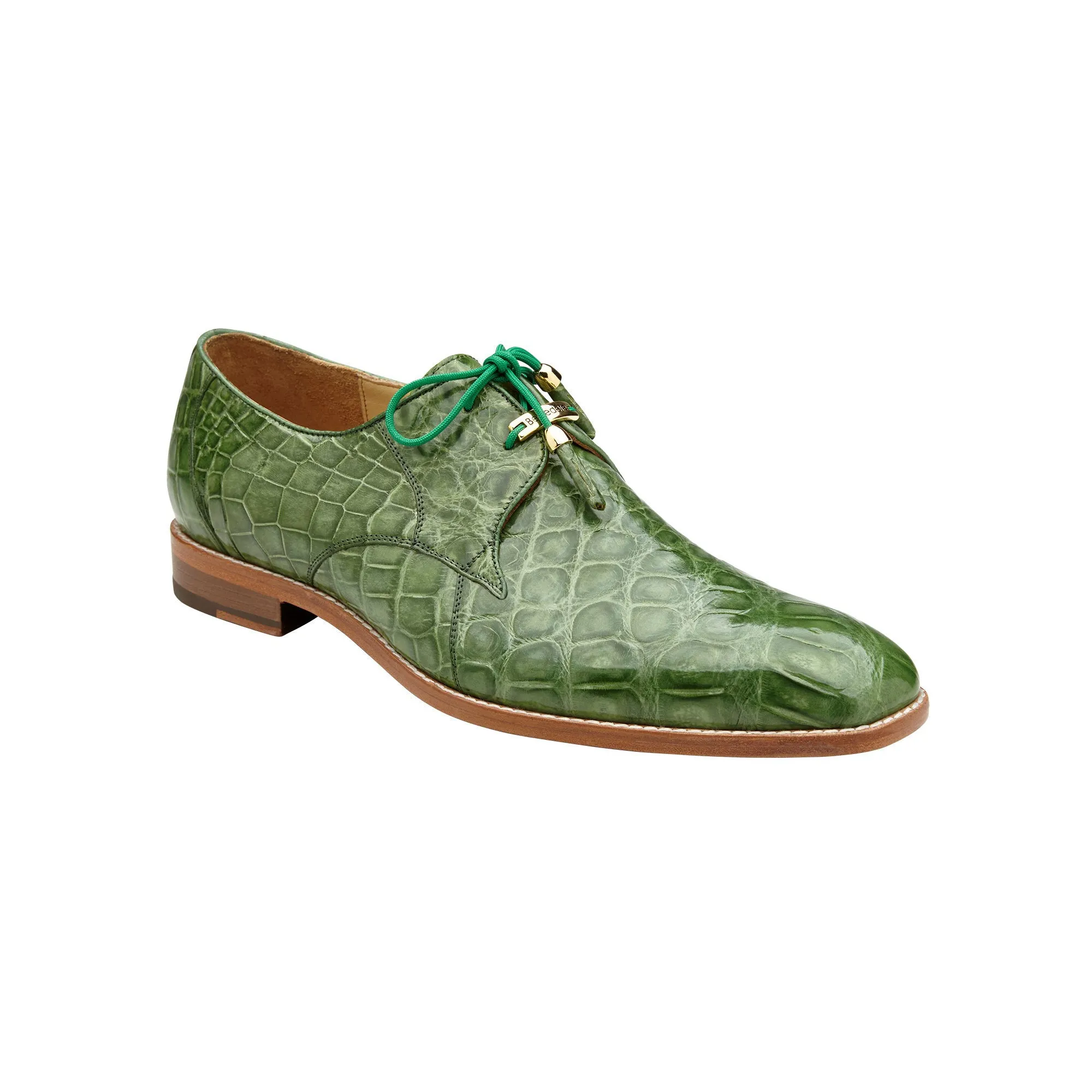 Belvedere Exotic Skin Shoes Belvedere Lago in Pistachio Genuine Alligator Oxfords