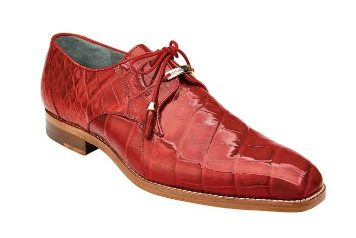 Belvedere Exotic Skin Shoes Belvedere Lago in Red Genuine Alligator Oxfords