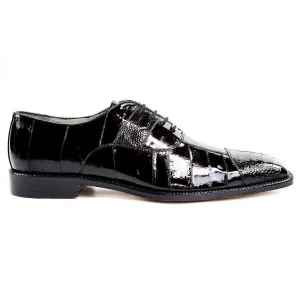 Belvedere Exotic Skin Shoes Belvedere Mare in Black Genuine Ostrich & Eel Oxfords