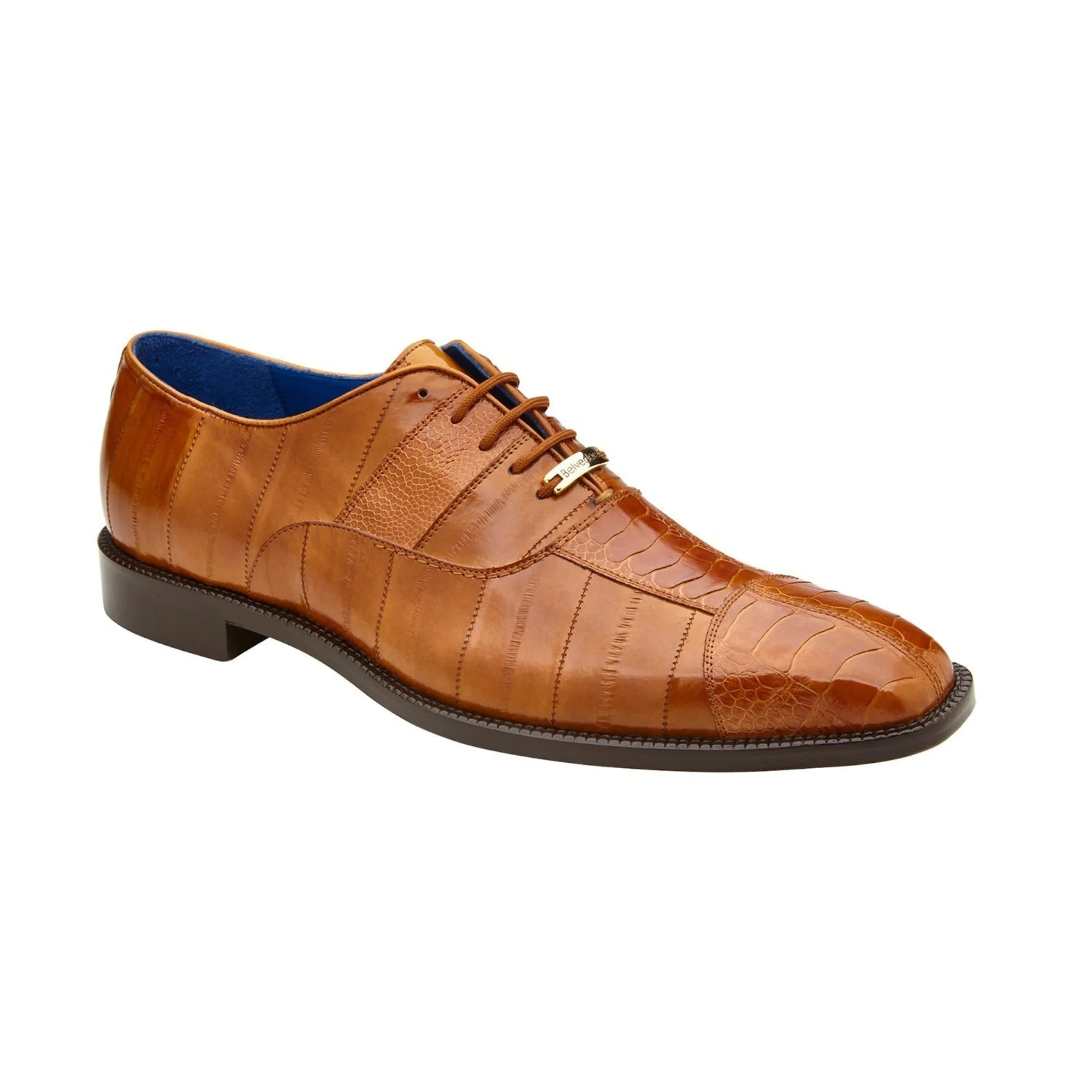 Belvedere Exotic Skin Shoes Belvedere Mare in Camel Genuine Ostrich & Eel Oxfords