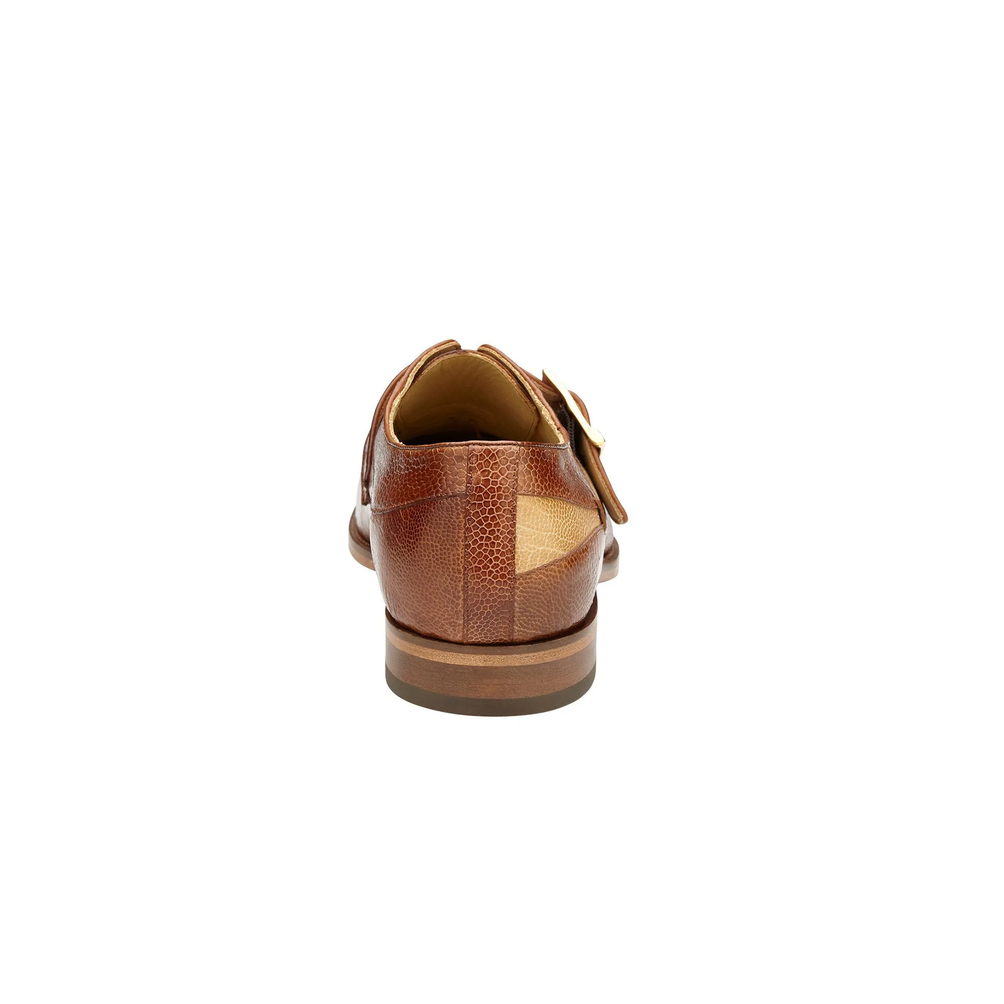 Belvedere Exotic Skin Shoes Belvedere Marte in Antique Camel / Bone Ostrich Leg Single Monk Strap Shoes