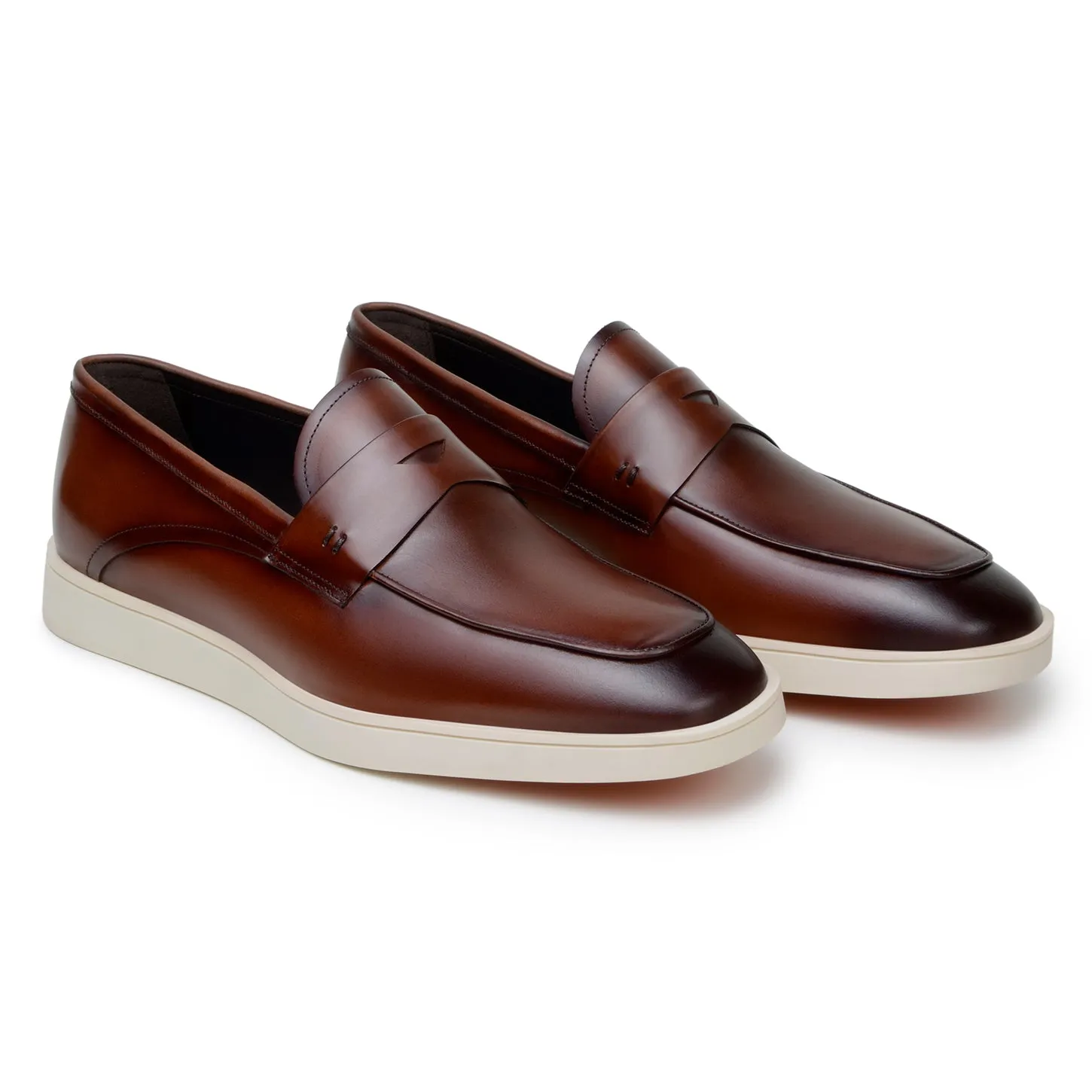 Belvedere Exotic Skin Shoes Belvedere Maurizio in Cognac Nappa Leather Hybrid Penny Loafer
