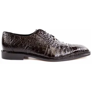 Belvedere Exotic Skin Shoes Belvedere Onesto II in Brown Genuine Ostrich & Crocodile Oxfords