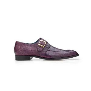Belvedere Exotic Skin Shoes Belvedere Pablo in Antique Purple Caiman Crocodile and Lizard Monk Strap Shoes