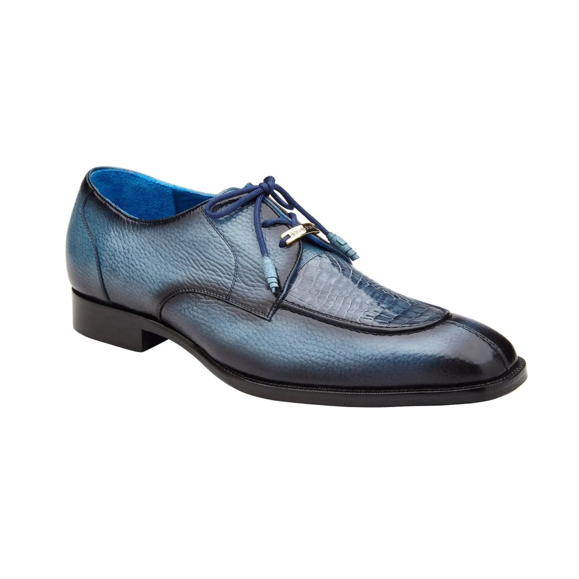 Belvedere Exotic Skin Shoes Belvedere Primo in Antique Blue Safari Alligator & Leather Oxfords