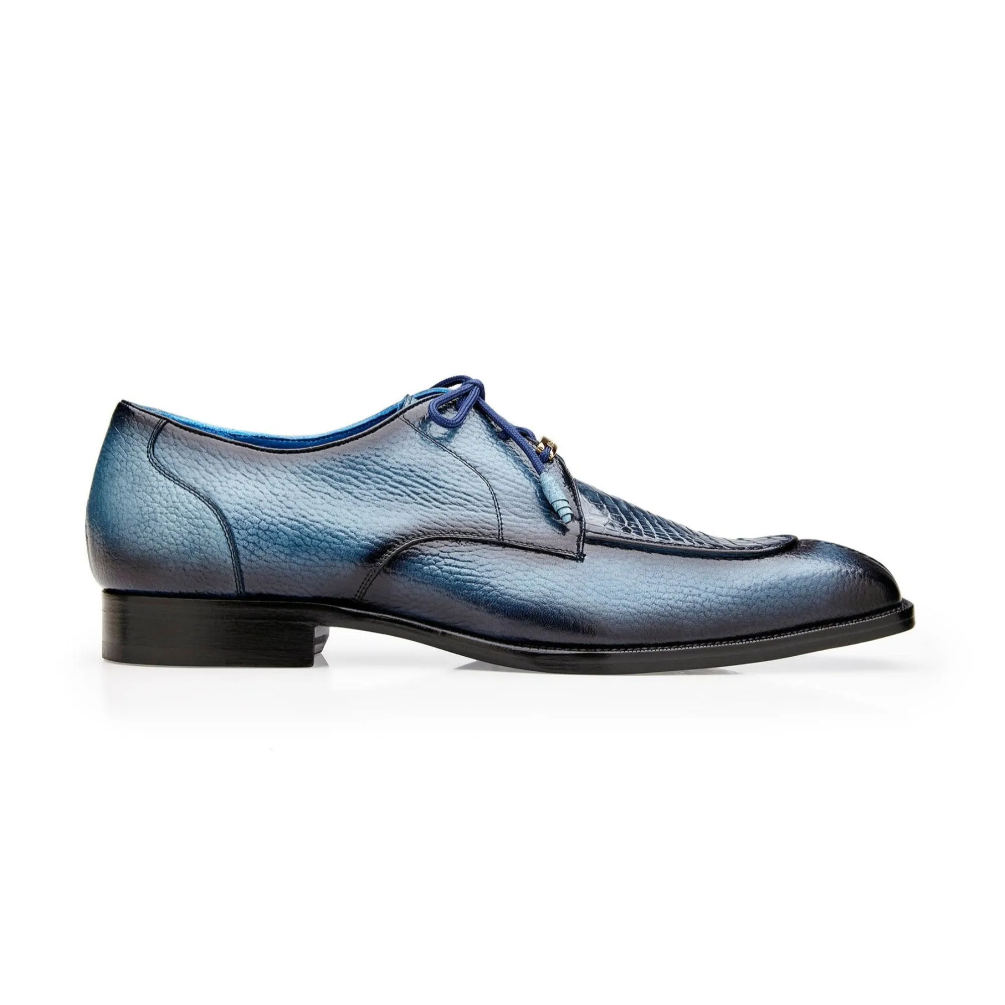 Belvedere Exotic Skin Shoes Belvedere Primo in Antique Blue Safari Alligator & Leather Oxfords