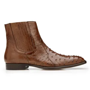 Belvedere Exotic Skin Shoes Belvedere Roger in Antique Brandy Genuine Ostrich Side Zipper Boot