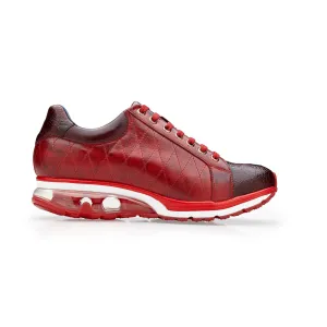 Belvedere Exotic Skin Shoes Belvedere Sacco in Burgundy / Antique Cherry Ostrich Leg Sneakers