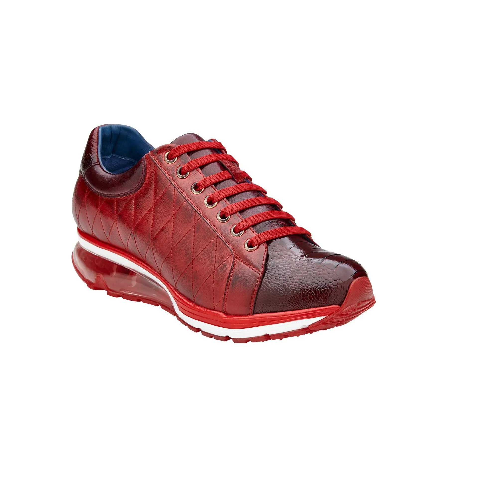 Belvedere Exotic Skin Shoes Belvedere Sacco in Burgundy / Antique Cherry Ostrich Leg Sneakers