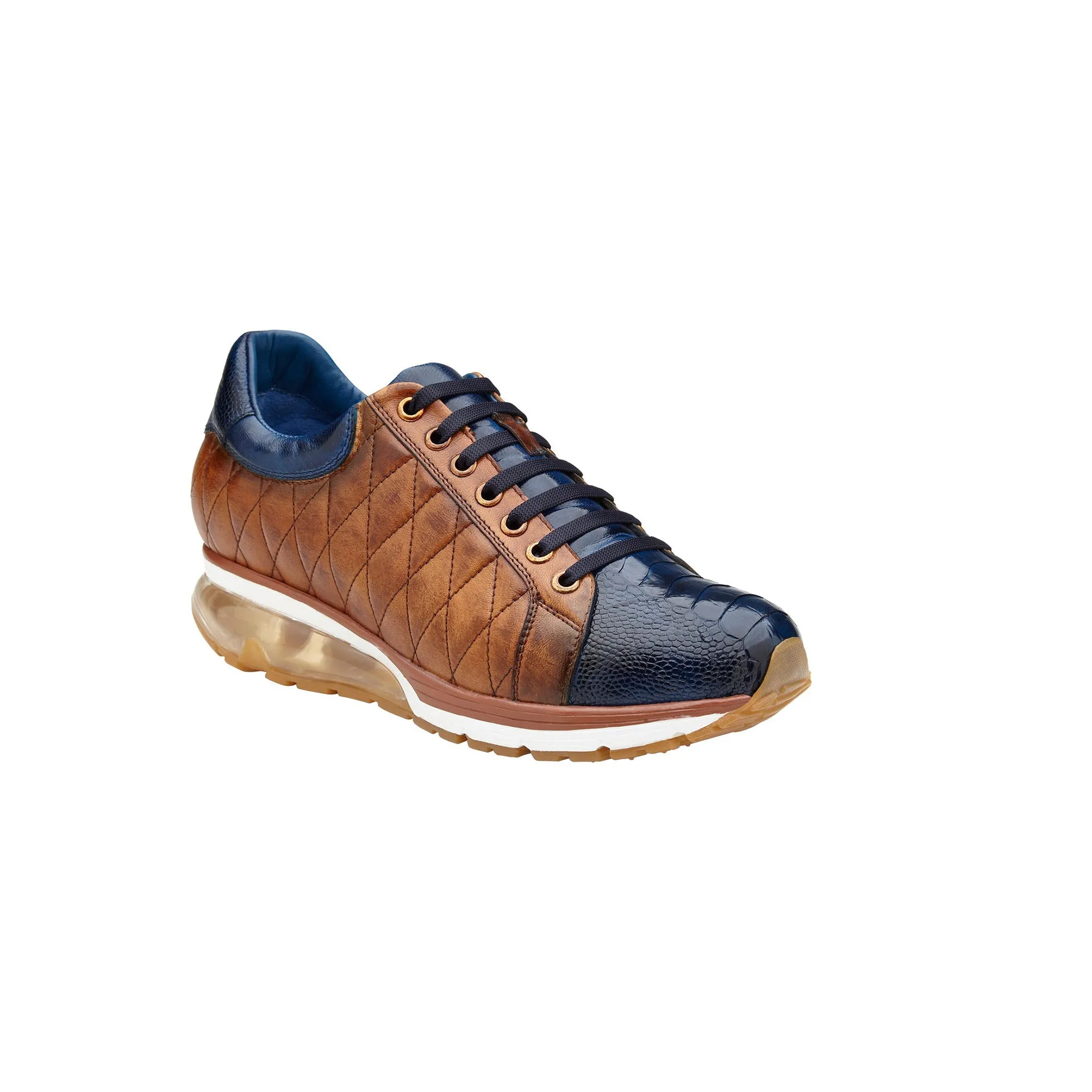 Belvedere Exotic Skin Shoes Belvedere Sacco in Navy / Antique Saddle Ostrich Leg Sneakers