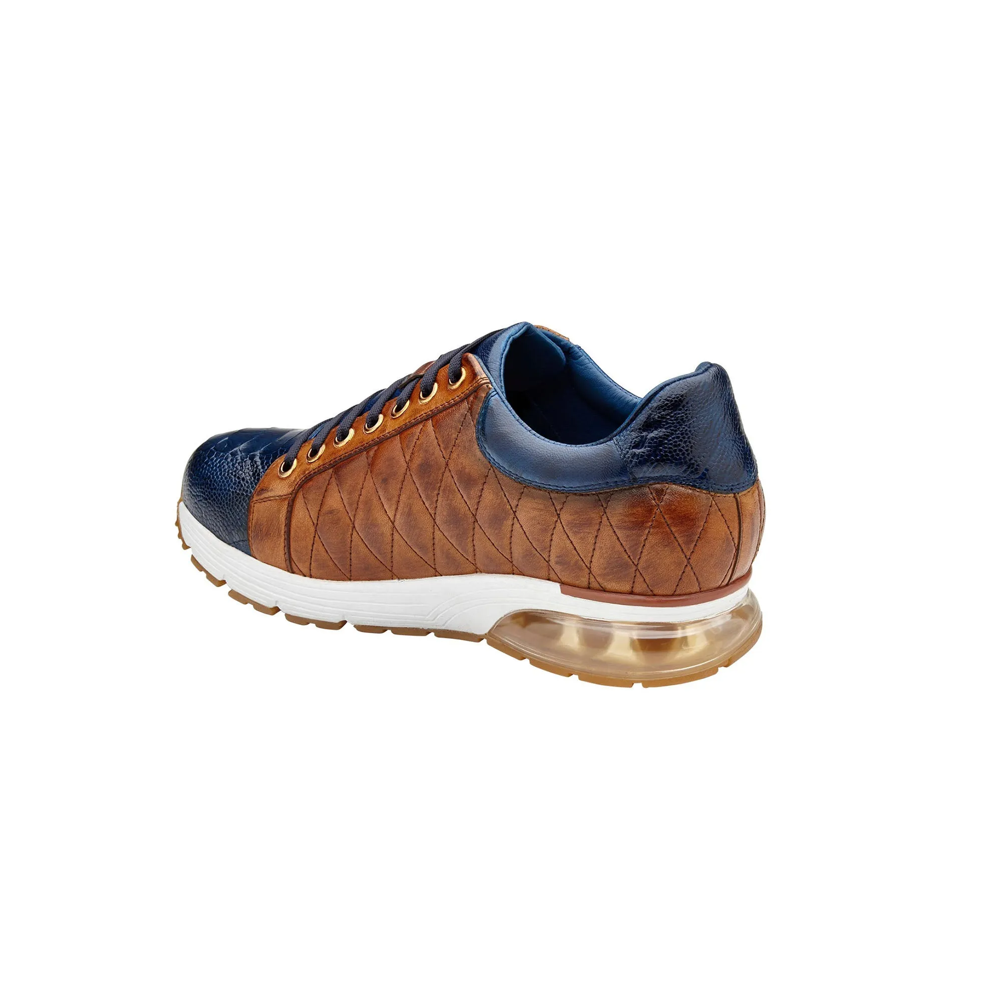 Belvedere Exotic Skin Shoes Belvedere Sacco in Navy / Antique Saddle Ostrich Leg Sneakers