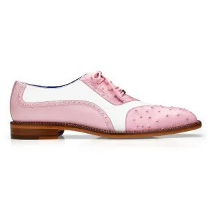 Belvedere Exotic Skin Shoes Belvedere Sesto in Rose Pink / White Alligator Calf Oxfords