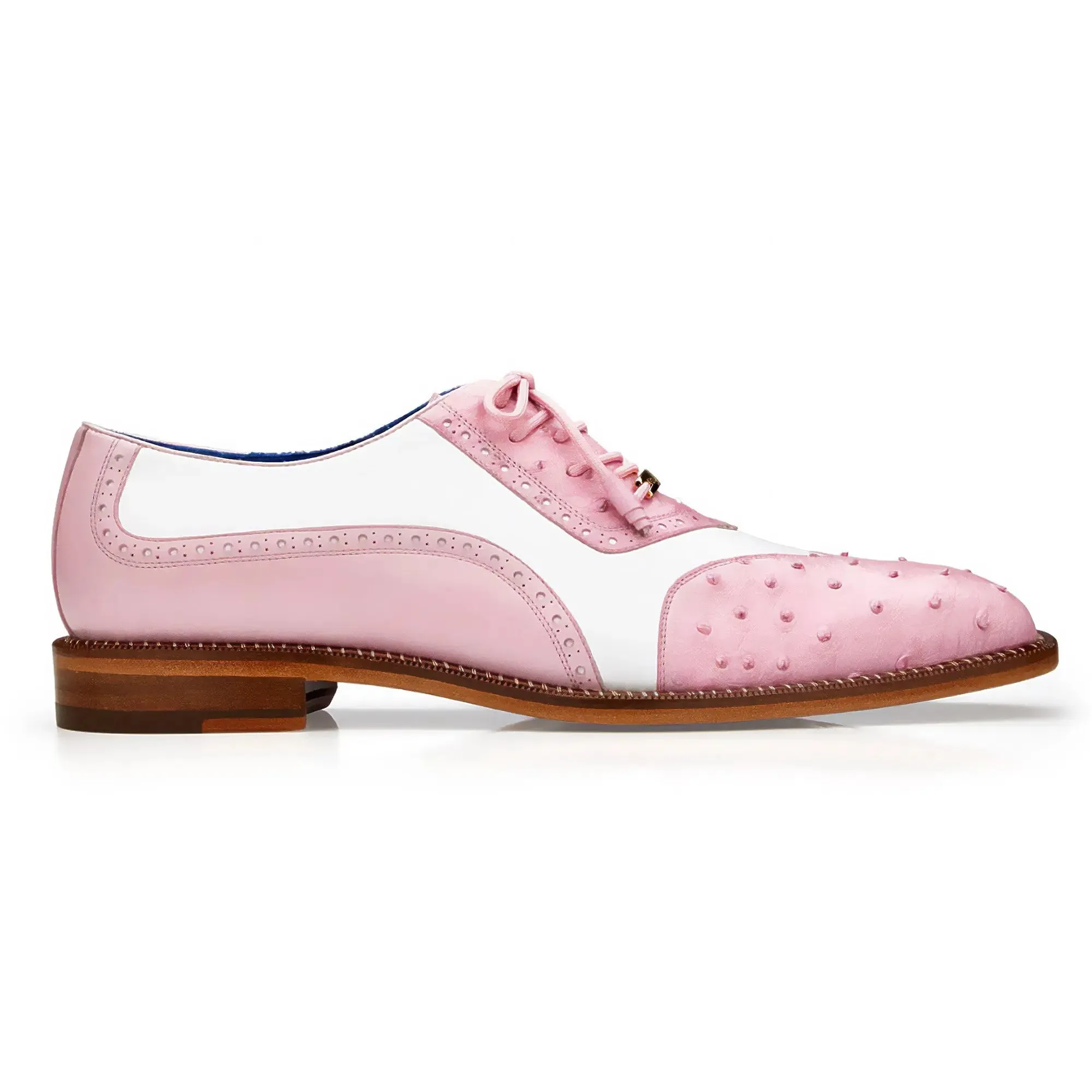 Belvedere Exotic Skin Shoes Belvedere Sesto in Rose Pink / White Alligator Calf Oxfords