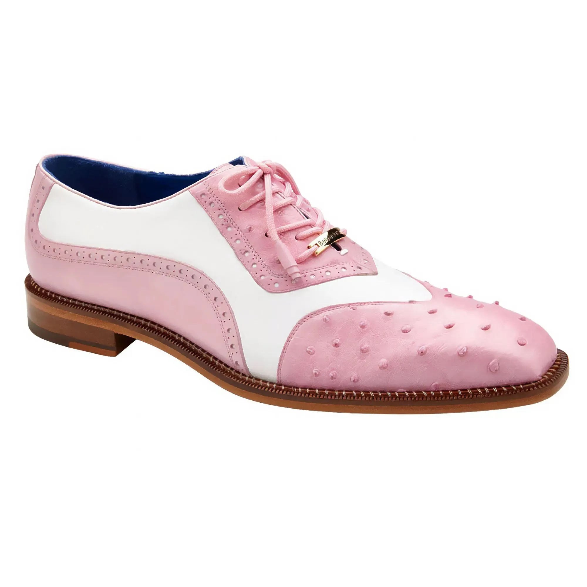 Belvedere Exotic Skin Shoes Belvedere Sesto in Rose Pink / White Alligator Calf Oxfords