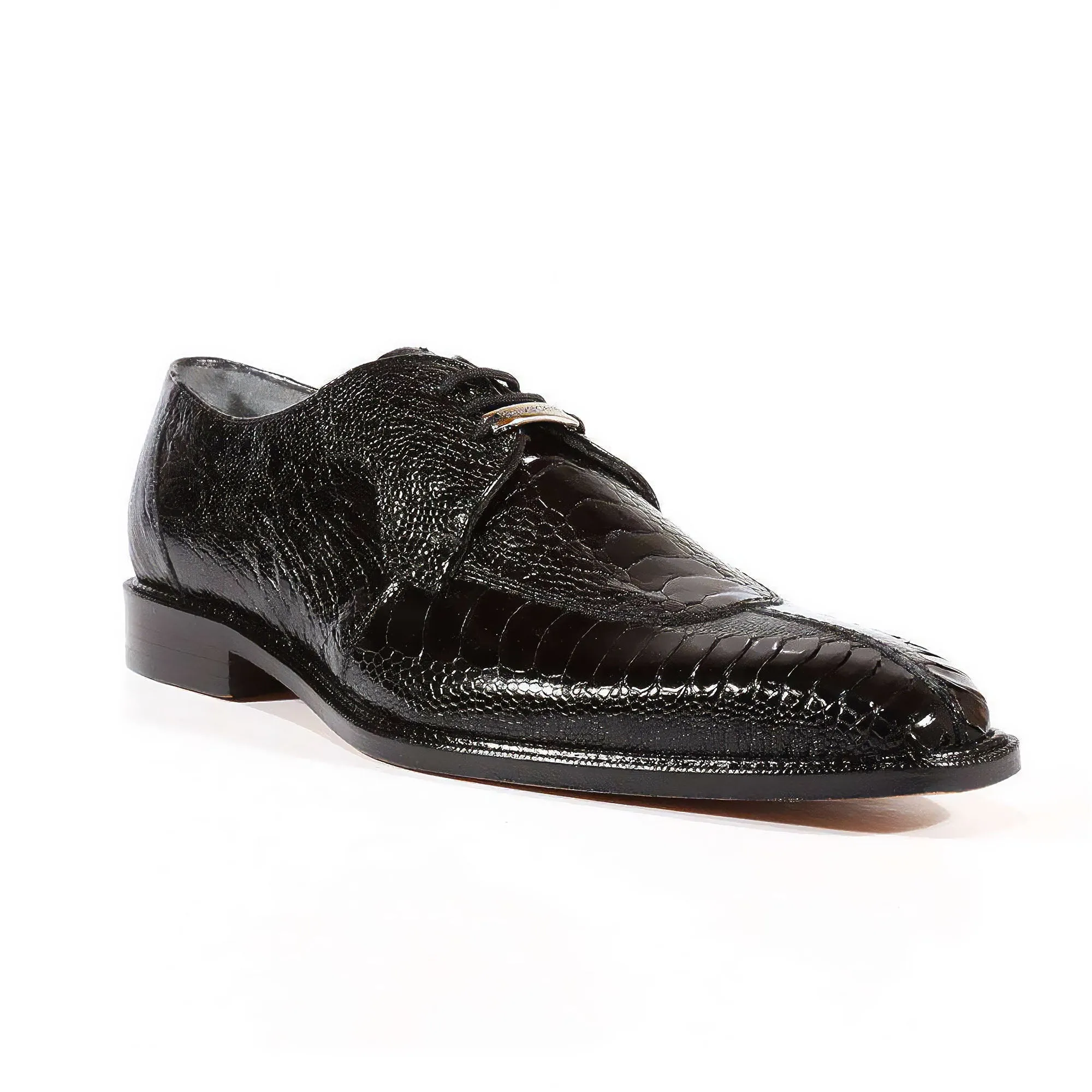 Belvedere Exotic Skin Shoes Belvedere Siena in Black Genuine Ostrich Leg Oxfords